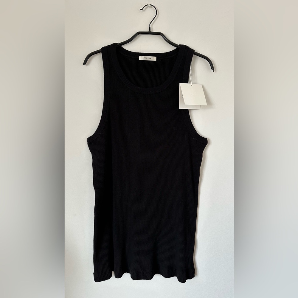 THE ROW Misty ribbed cotton-jersey tank black size XL - Picture 5 of 7